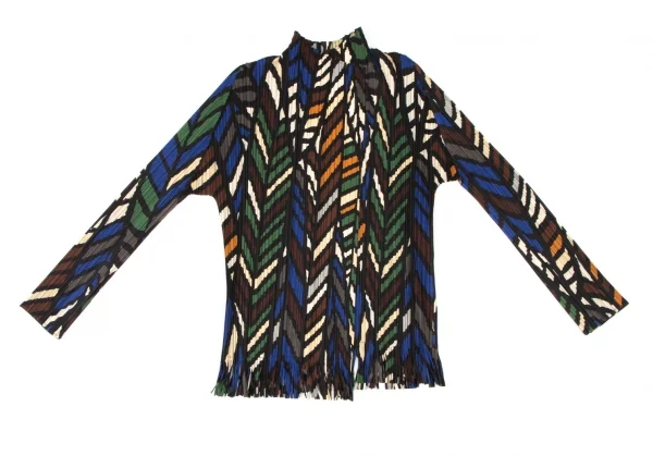 プリーツプリーズPLEATS PLEASE グラフィックプリントフリンジセットアップ 黒マルチ3 5 K-138415_003