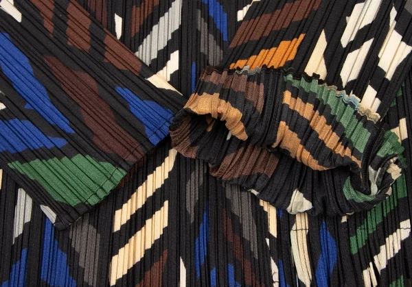 プリーツプリーズPLEATS PLEASE グラフィックプリントフリンジセットアップ 黒マルチ3 5 K-138415_006