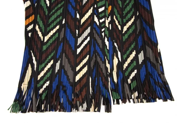 プリーツプリーズPLEATS PLEASE グラフィックプリントフリンジセットアップ 黒マルチ3 5 K-138415_007