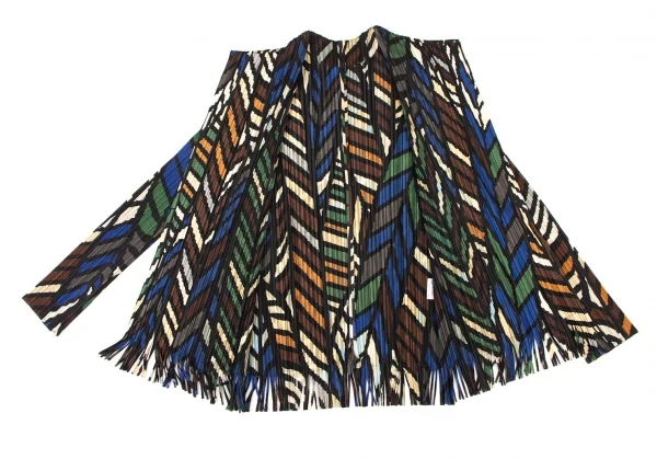 プリーツプリーズPLEATS PLEASE グラフィックプリントフリンジセットアップ 黒マルチ3 5 K-138415_008