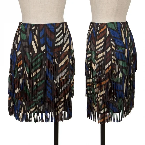 プリーツプリーズPLEATS PLEASE グラフィックプリントフリンジセットアップ 黒マルチ3 5 K-138415_012