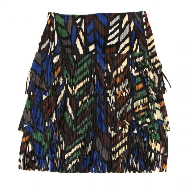 プリーツプリーズPLEATS PLEASE グラフィックプリントフリンジセットアップ 黒マルチ3 5 K-138415_013