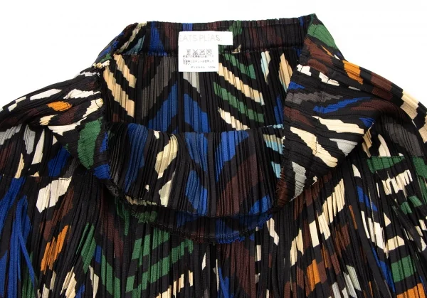 プリーツプリーズPLEATS PLEASE グラフィックプリントフリンジセットアップ 黒マルチ3 5 K-138415_014