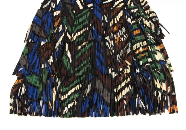 プリーツプリーズPLEATS PLEASE グラフィックプリントフリンジセットアップ 黒マルチ3 5 K-138415_015