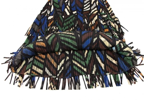 プリーツプリーズPLEATS PLEASE グラフィックプリントフリンジセットアップ 黒マルチ3 5 K-138415_016