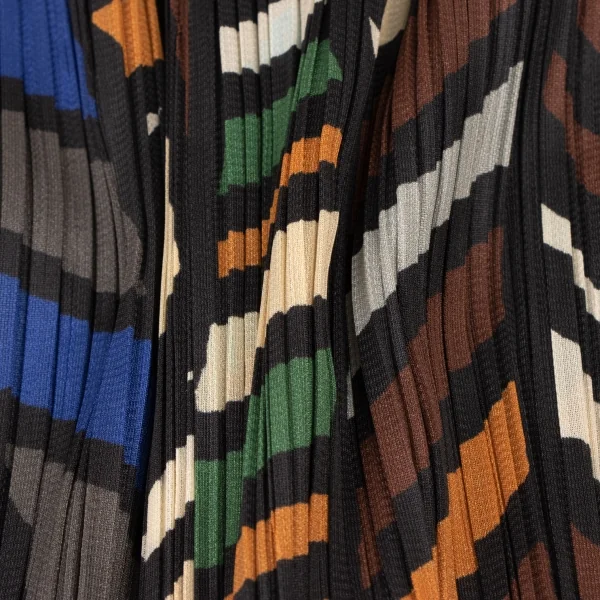 プリーツプリーズPLEATS PLEASE グラフィックプリントフリンジセットアップ 黒マルチ3 5 K-138415_018