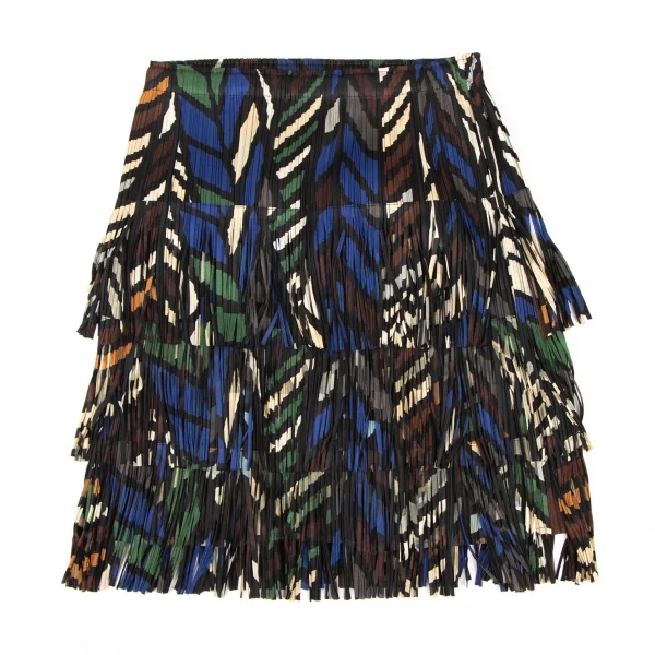 プリーツプリーズPLEATS PLEASE グラフィックプリントフリンジセットアップ 黒マルチ3 5 K-138415_017