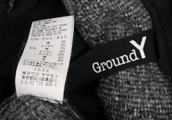 グラウンド ワイGround Y 切替ワンショルダーワイドパンツ 黒グレー3 K-138449_020