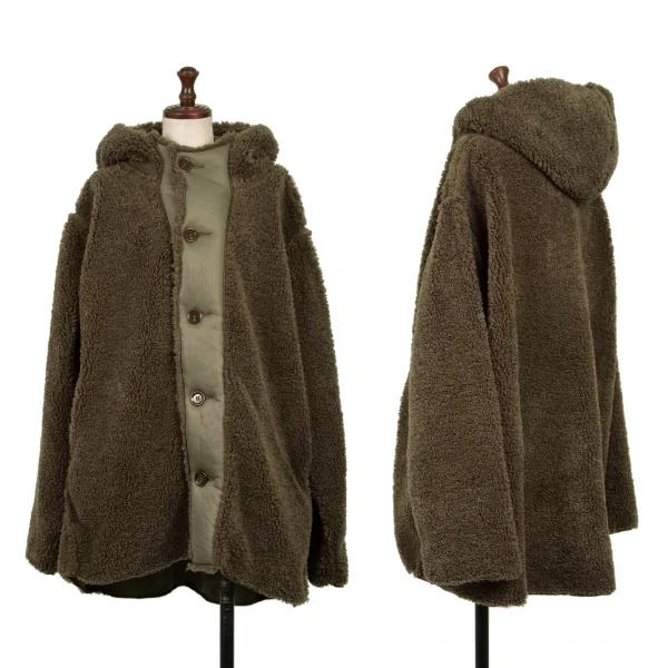 45R Switching Fleece Hooded Coat Khaki-green 0 K-138504_001