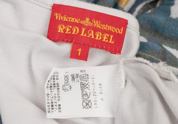 ヴィヴィアンウエストウッド レッドレーベルVivienne Westwood Red Label コットンリヨセルグラフィックプリントTシャツ グレーマスタード 白他1 K-138523_011