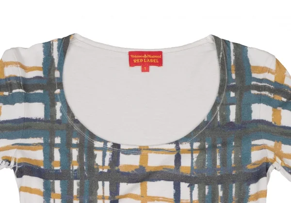 ヴィヴィアンウエストウッド レッドレーベルVivienne Westwood Red Label コットンリヨセルグラフィックプリントTシャツ グレーマスタード 白他1 K-138523_003