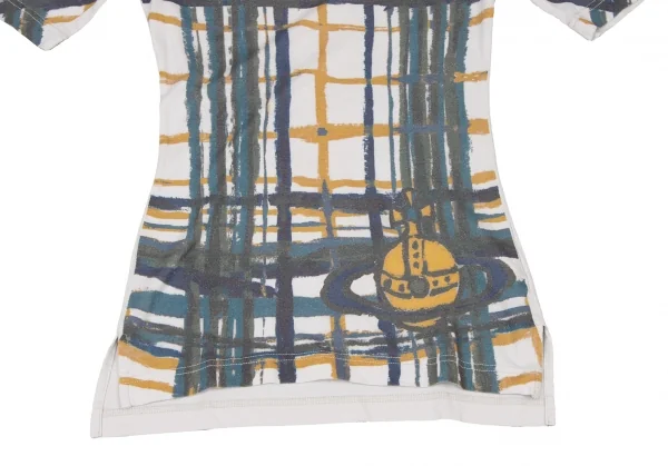 ヴィヴィアンウエストウッド レッドレーベルVivienne Westwood Red Label コットンリヨセルグラフィックプリントTシャツ グレーマスタード 白他1 K-138523_005