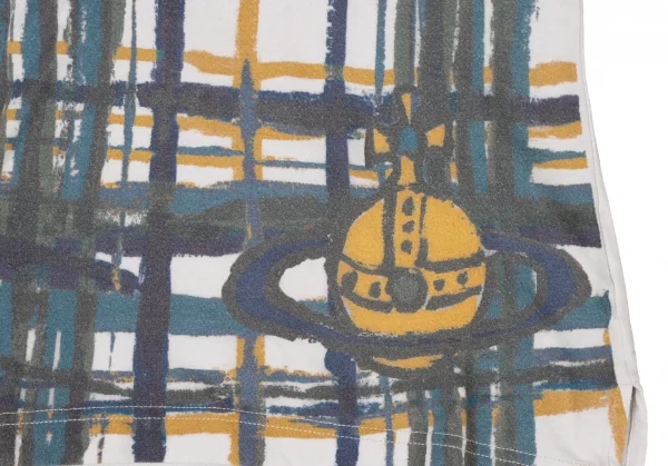 ヴィヴィアンウエストウッド レッドレーベルVivienne Westwood Red Label コットンリヨセルグラフィックプリントTシャツ グレーマスタード 白他1 K-138523_006