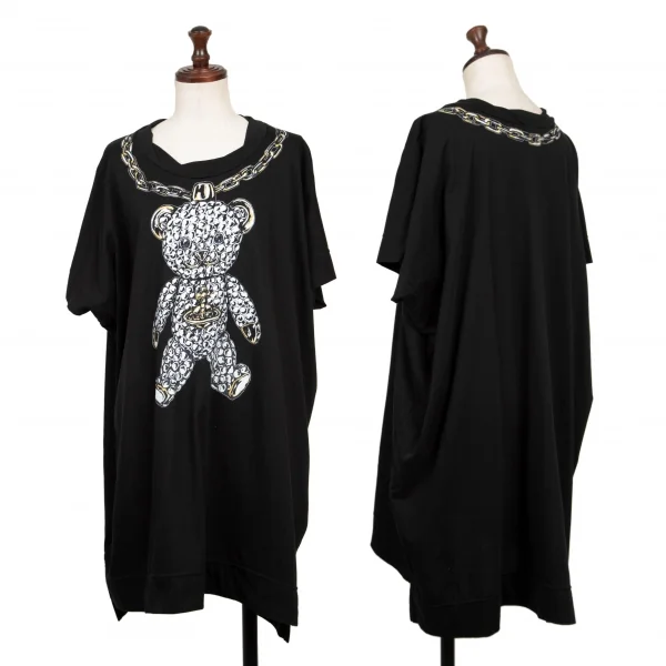 ヴィヴィアンウエストウッド レッドレーベルVivienne Westwood Red Label チェーンベアプリントラグランオーバーサイズTシャツ 黒 黒白2 K-138532_001