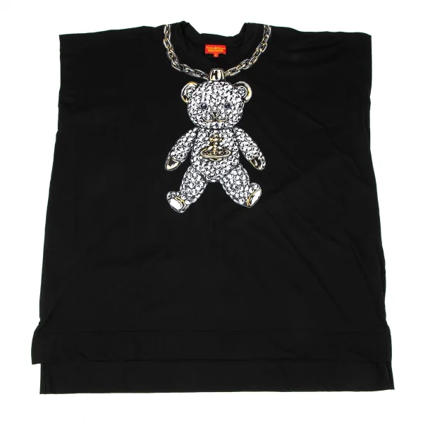 ヴィヴィアンウエストウッド レッドレーベルVivienne Westwood Red Label チェーンベアプリントラグランオーバーサイズTシャツ 黒 黒白2 K-138532_002