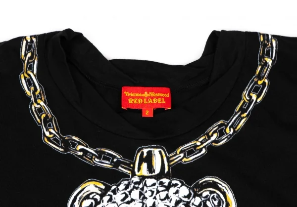 ヴィヴィアンウエストウッド レッドレーベルVivienne Westwood Red Label チェーンベアプリントラグランオーバーサイズTシャツ 黒 黒白2 K-138532_005
