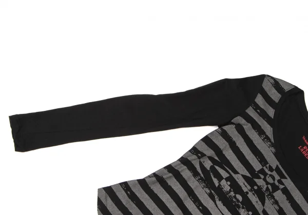 ヴィヴィアンウエストウッド レッドレーベルVivienne Westwood Red Label コットンオーブボーダープリントカットソー 黒チャコールグレー1 K-138537_006