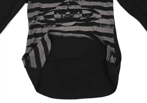 ヴィヴィアンウエストウッド レッドレーベルVivienne Westwood Red Label コットンオーブボーダープリントカットソー 黒チャコールグレー1 K-138537_009