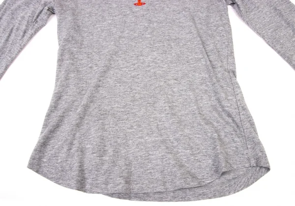 ヴィヴィアンウエストウッド レッドレーベルVivienne Westwood Red Label コットンオーブ刺繍7分袖カットソー グレー赤2 K-138539_008