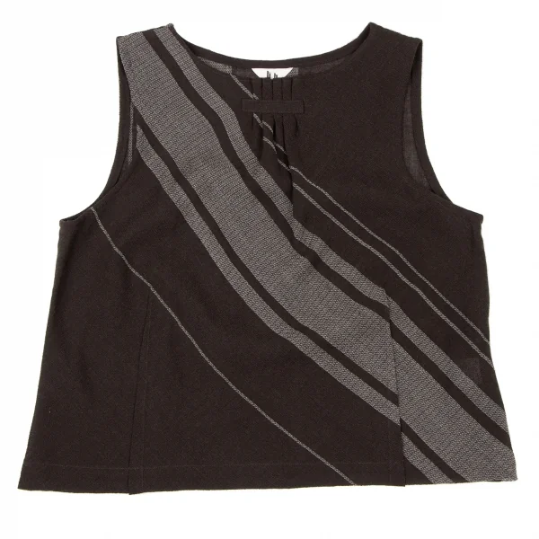 t.b SENSOUNICO Wool Bias Striped Tuck Vest K-138641_002