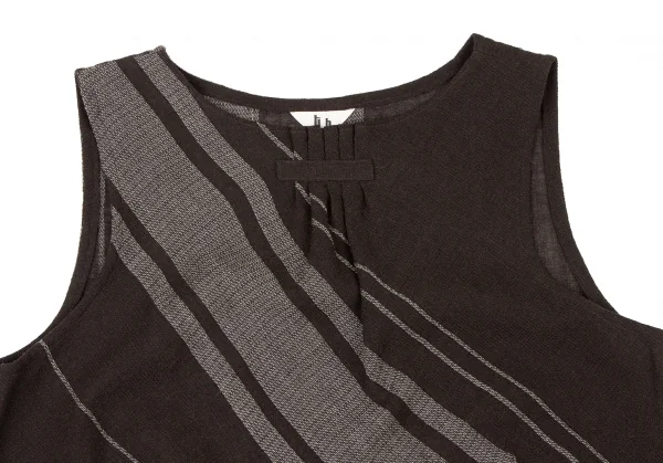 t.b SENSOUNICO Wool Bias Striped Tuck Vest K-138641_003