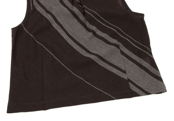 t.b SENSOUNICO Wool Bias Striped Tuck Vest K-138641_007