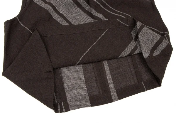 t.b SENSOUNICO Wool Bias Striped Tuck Vest K-138641_008