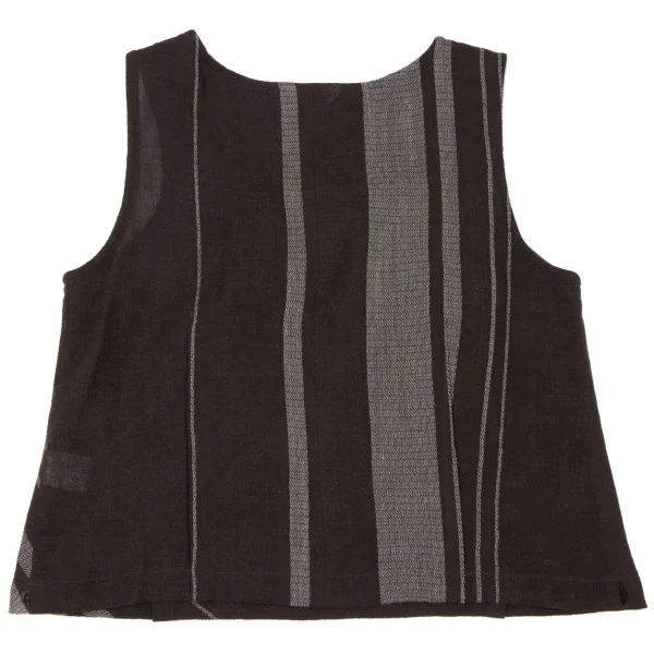 t.b SENSOUNICO Wool Bias Striped Tuck Vest K-138641_009