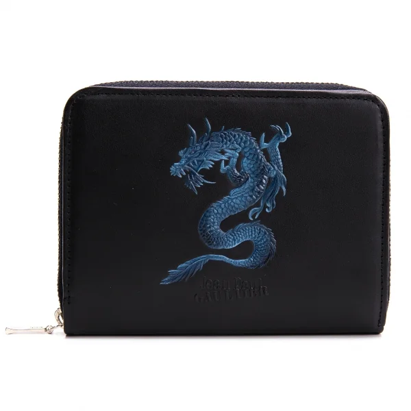 Jean-Paul GAULTIER Dragon Emboss Zipper Wallet Black  K-138687_001
