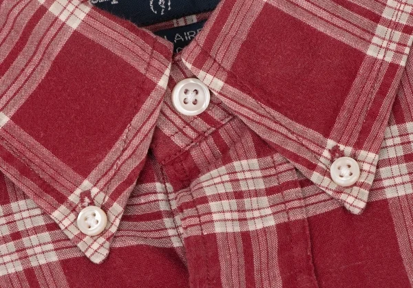 ラルフローレンRalph Lauren コットンボタンダウンチェック半袖シャツ 赤L K-138691_004