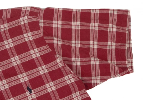 ラルフローレンRalph Lauren コットンボタンダウンチェック半袖シャツ 赤L K-138691_006