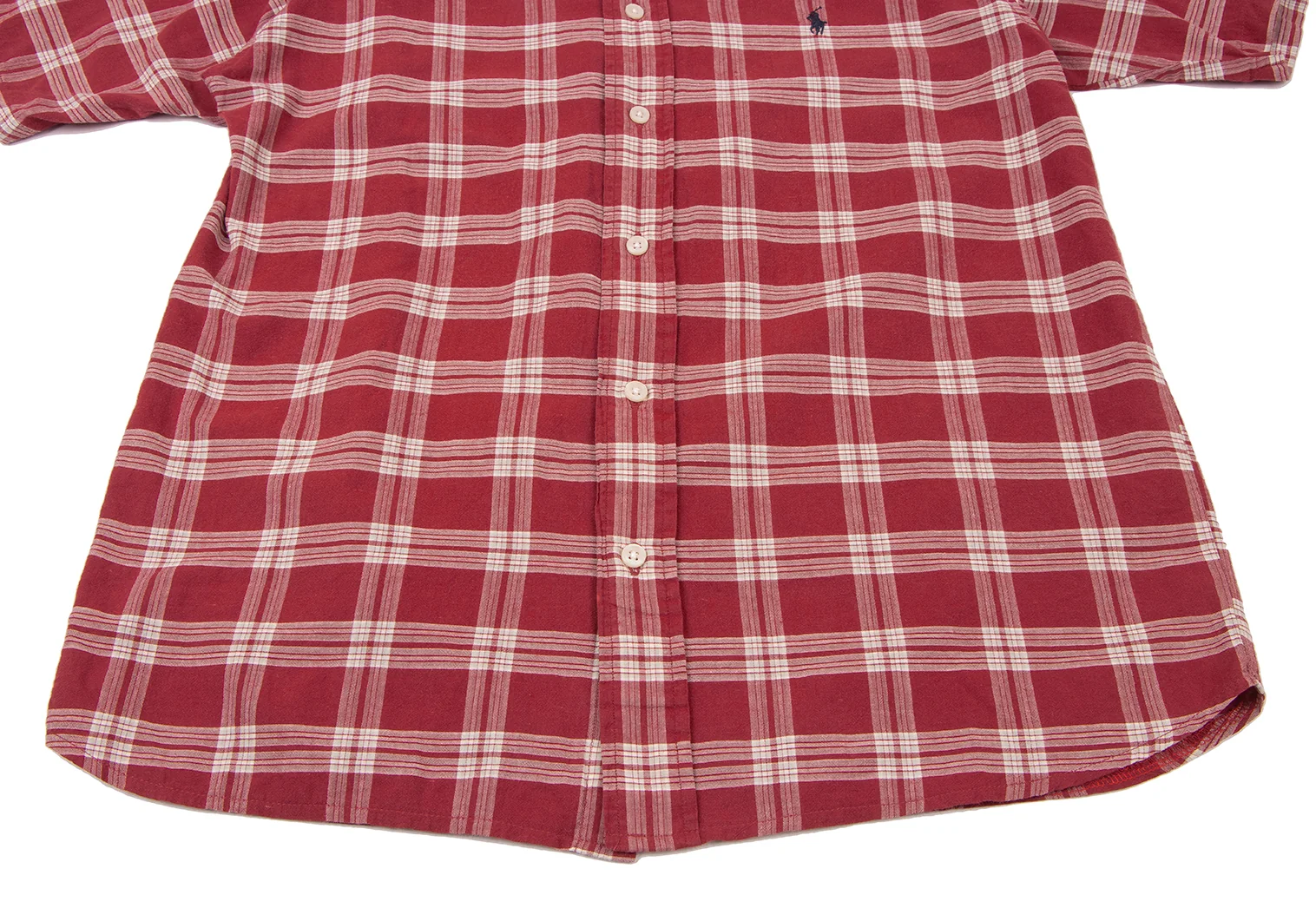 人気 ラルフローレン 半袖 シャツ XL レッド チェック ボタンダウン 古着 ラルフローレンRalph Lauren コットンボタンダウンチェック半袖