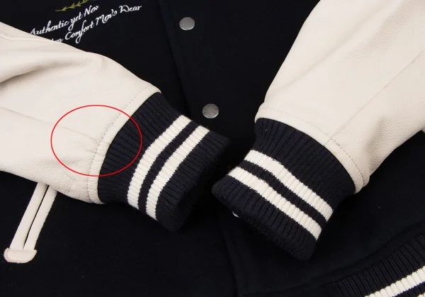 Papas+ Logo Patch Leather Sleeve Switching Baseball Jacket K-138709_008