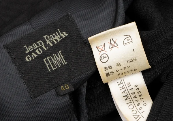ジャンポールゴルチエ ファムJean Paul GAULTIER FEMME ウールギャバトレンチコート 黒40 K-138731_020