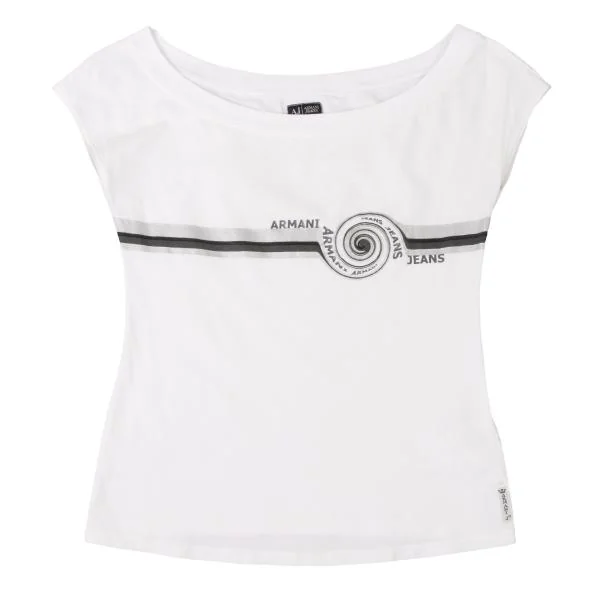 アルマーニジーンズARMANI JEANS グリッターラインロゴプリントTシャツ 白グレー他40 K-138736_002