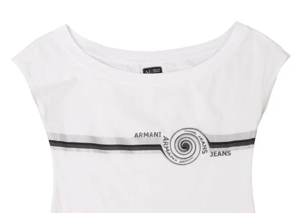 アルマーニジーンズARMANI JEANS グリッターラインロゴプリントTシャツ 白グレー他40 K-138736_003
