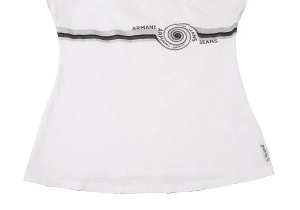 アルマーニジーンズARMANI JEANS グリッターラインロゴプリントTシャツ 白グレー他40 K-138736_007