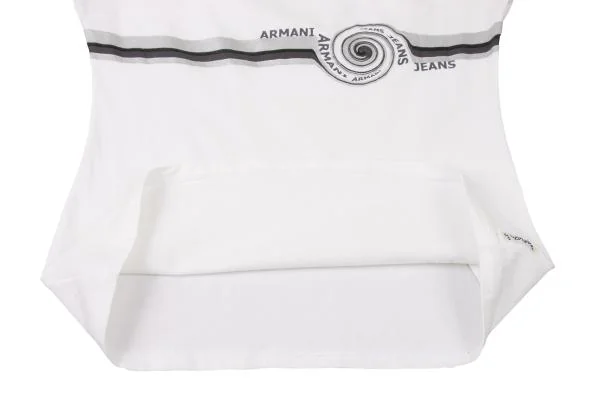 アルマーニジーンズARMANI JEANS グリッターラインロゴプリントTシャツ 白グレー他40 K-138736_009