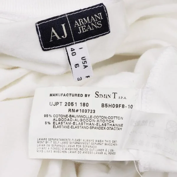 アルマーニジーンズARMANI JEANS グリッターラインロゴプリントTシャツ 白グレー他40 K-138736_013