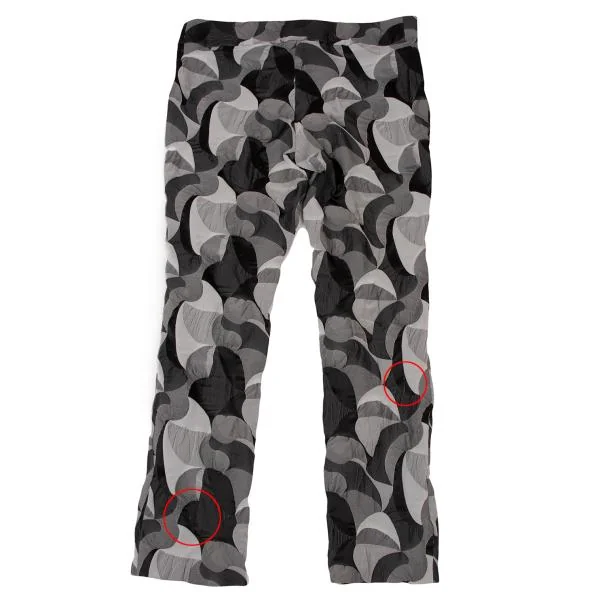 イッセイミヤケISSEY MIYAKE 幾何学柄切替デザインパンツ 黒