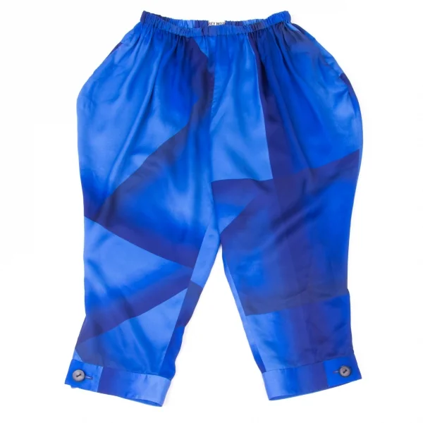 ISSEY MIYAKE Printed Hem Button Cropped Pants Blue 2 K-138818_001