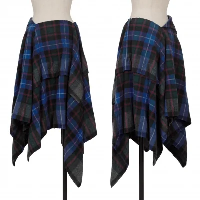 COMME des GARCONS Wool Tartan Check Cutting Skirt