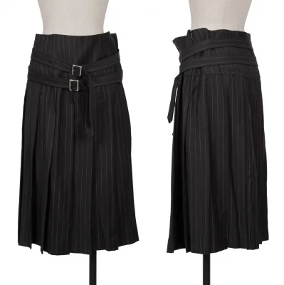 COMME des GARCONS Double Belted Pinstripe Pleated Skirt