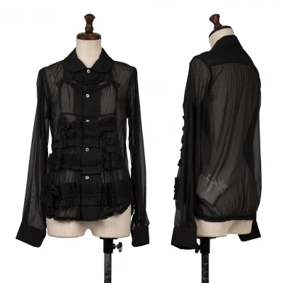 COMME des GARCONS Switching See-through Round Collar Shirt