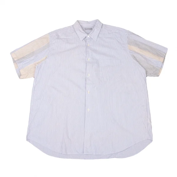 コムデギャルソン オムCOMME des GARCONS HOMME 袖切替ストライプシャツ 水色黄黒M位 K-139037_001