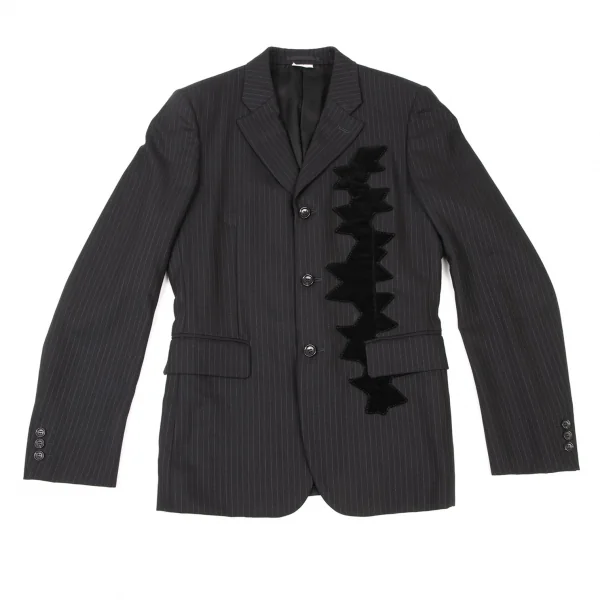 COMME des GARCONS HOMME PLUS Velours patched Striped Jacket Black S K-139116_001
