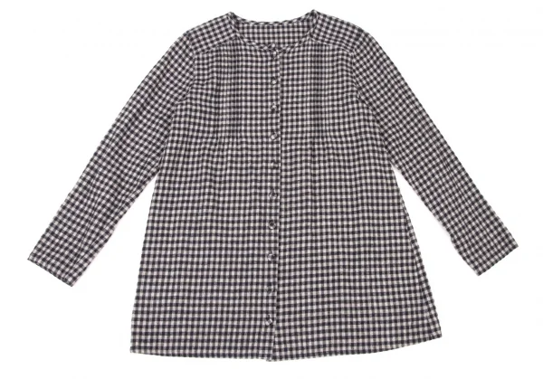 Mademoiselle NON NON Checker Collarless Blouse K-139126_002