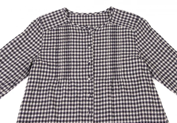 Mademoiselle NON NON Checker Collarless Blouse K-139126_003