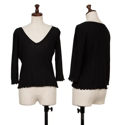 GUCCI Ribbon V-Neck Cotton T Shirt