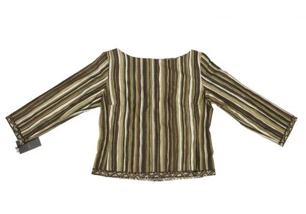YOSHIE INABA Striped Back Zip Blouse K-139179_002